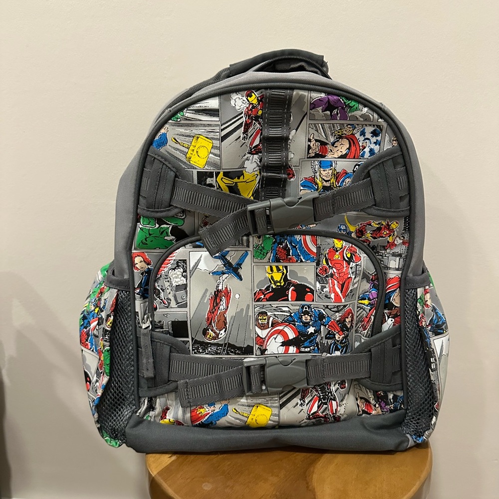 Pottery barn kids “glow in the dark” Marvel comics Backpack & Lunchbox